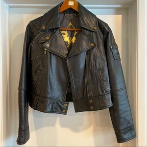 GUESS 100% Leather Motorcycle Jacket - Size S